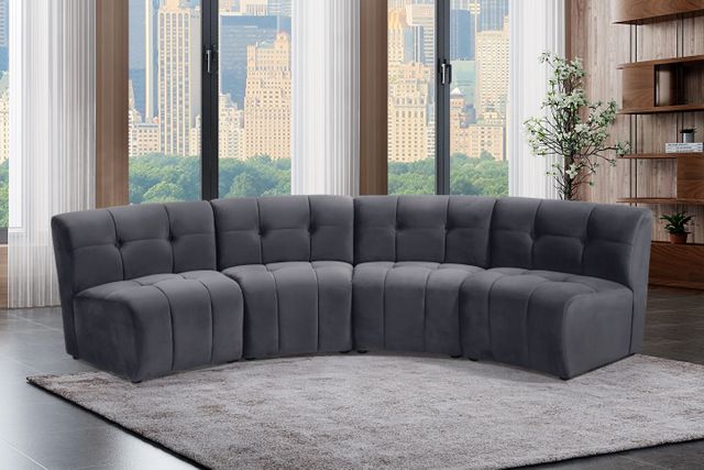 Meridian Furniture Limitless 4-Piece Grey Velvet Modular Sectional-1
