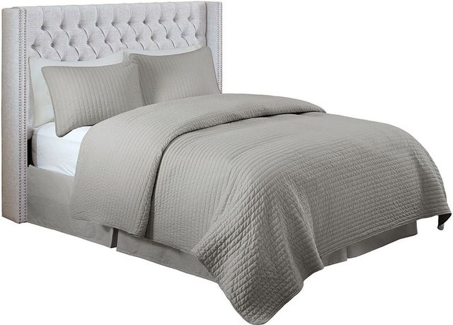 Olliix by Madison Park Grey Queen Amelia Upholstery Headboard-3