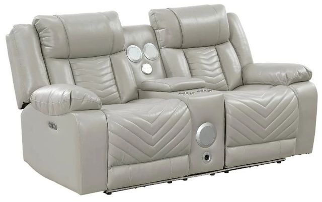 Homelegance® Huron Gray Double Power Reclining Loveseat with Center Console-0
