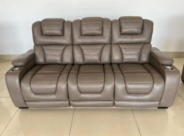 Corinthian Furniture Smoke Power Headrest Reclining Sofa-1