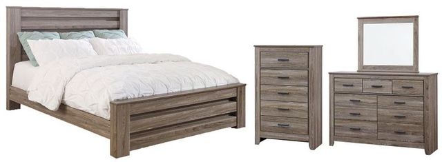 Signature Design by Ashley® Zelen 4-Piece Warm Gray King Panel Bed Set-0