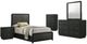 Coaster® Cavelle 5-Piece Black Youth Twin Upholstered Panel Bedroom Set-0