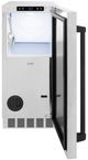 ZLINE Autograph Edition Touchstone 15" 75 lbs. Satin Stainless Steel Door with Matte Black Handle Clear Cube Ice Maker with Drain Pump -2