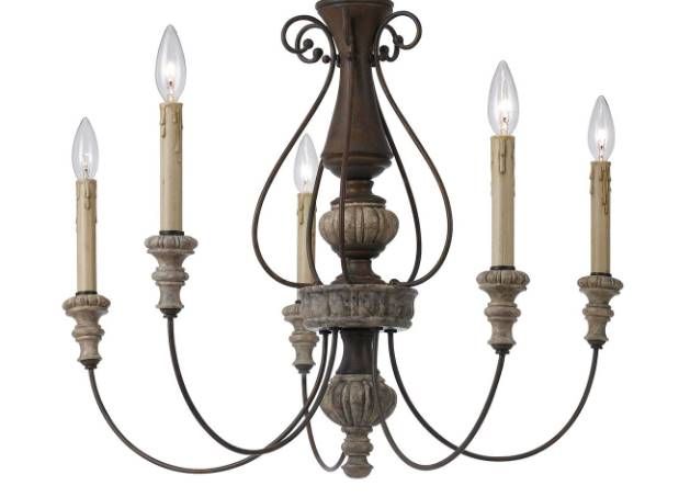 Cal® Lighting & Accessories William Metal 5-Light Dapple Gray/Rust Chandelier-1