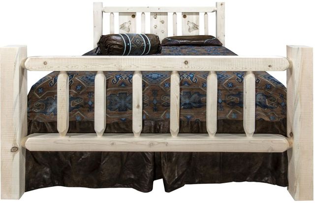 Montana Woodworks® Homestead Ready to Finish California King Bed with Laser Engraved Wolf Design-1