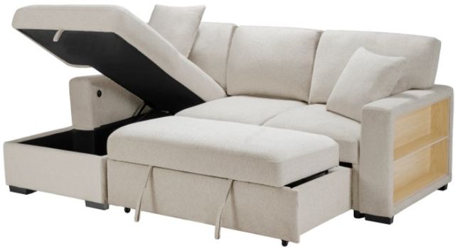 Homelegance® Pompano 2-Piece Beige Left-Arm Facing Pull-out Sleeper Sectional and Chaise-1