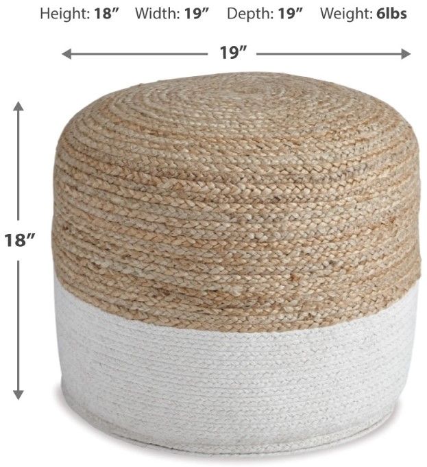 Signature Design by Ashley® Sweed Valley Natural/White Round Pouf-1
