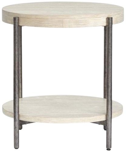 Magnussen Home® Jennings Edgecomb Gray End Table with Weathered Antique Nickel Base-1