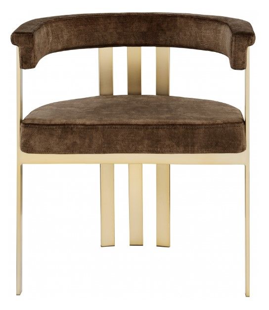 Meridian Furniture Marcello Brown/Brushed Brass Velvet Dining Chair-1