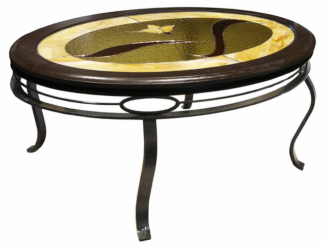 Forge Design Signature Stained Glass Oval Coffee Table-0