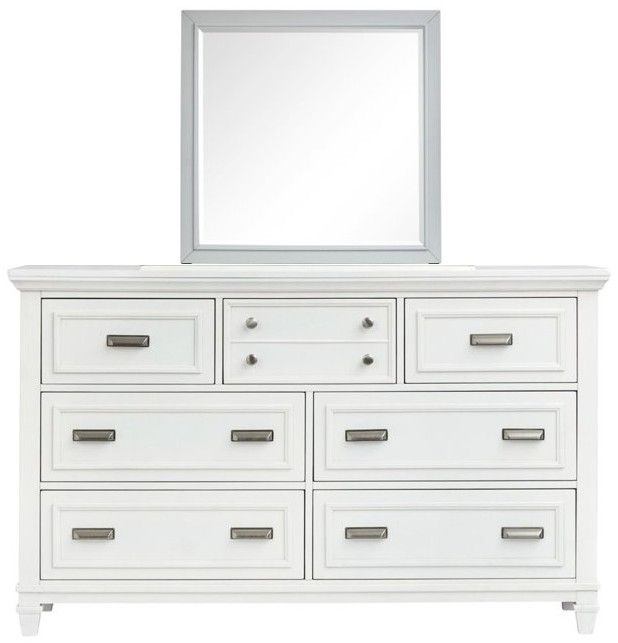 Magnussen Home® Charleston White Dove Dresser with Harbor Gray Mirror-1