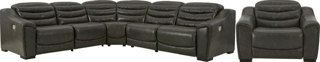 Signature Design by Ashley® Center Line 2-Piece Dark Gray Power Reclining Living Room Set-0