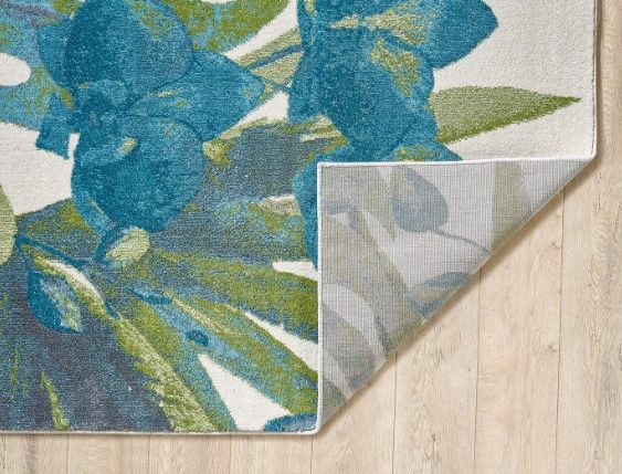KAS Rugs Stella Ivory/Green Tropical 5'x8' Area Rug-2