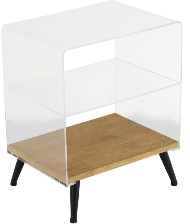 Deco Marche Clear Accent Table with Black Base-0
