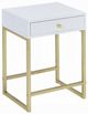 ACME Furniture Coleen White Side Table with Brass Base-0