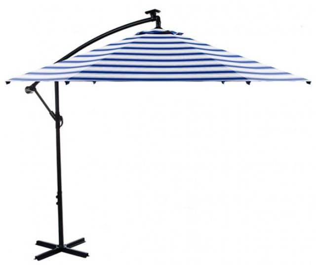 Furniture of America® Glam Blue/White Polyester/Steel Outdoor Cantilever Umbrella with LED-0