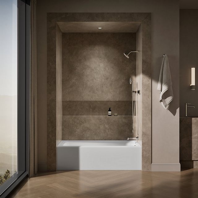 KOHLER® Mendota® White 60" x 32" Alcove Bath - Right Drain-3