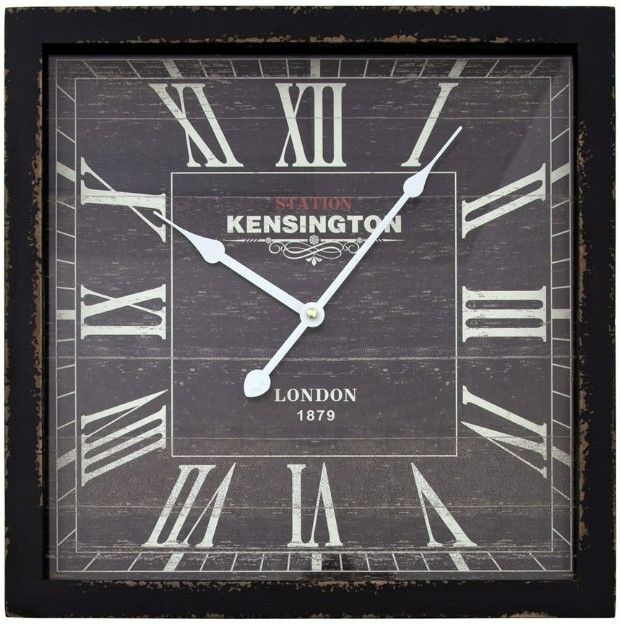 YHD Distressed Black Square Wooden Wall Clock-0