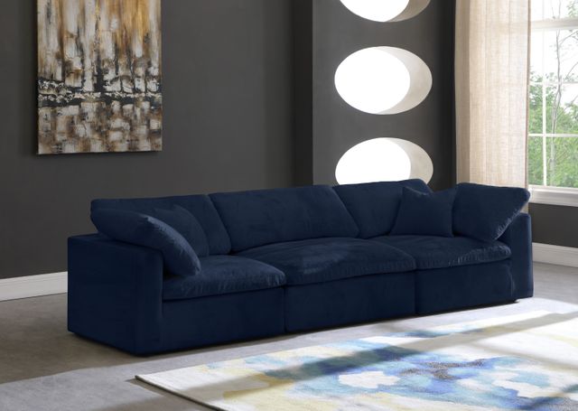 Meridian Furniture Cozy Navy Velvet 119" Cloud Modular Sofa-2