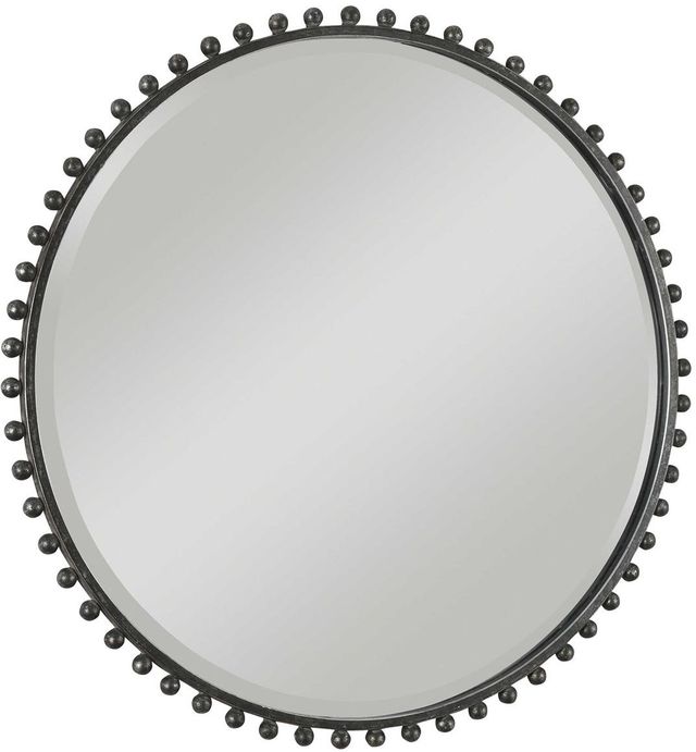 Uttermost® Taza Distressed Black Round Mirror-4