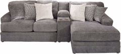 Jackson Furniture Mammoth 3-Piece Smoke Right-Arm Facing Loveseat Sectional and Chaise with Storage Console Box