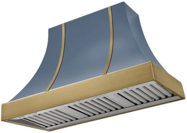 AGA Cascade 48" Stone Blue Wall Mounted Range Hood  with Antique Brass Trim-0