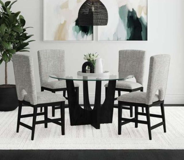 Elements International Oregon Black/Gray Counter Side Chair-1