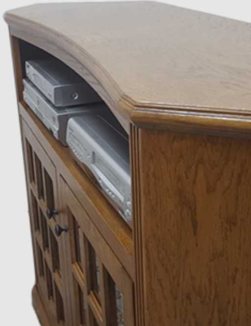 American Heartland Manufacturing Oak 57" Tall Curve Corner TV Stand-1