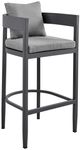 Armen Living Menorca 3-Piece Dark Gray Aluminum/Fabric Outdoor Counter Stool Set-0