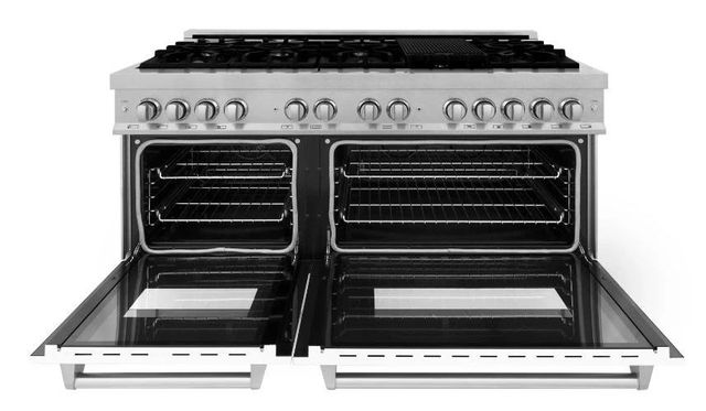 ZLINE 60" Satin Stainless Steel Pro Style Dual Fuel Range with White Matte Door-1
