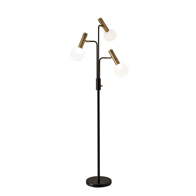 Adesso® Sinclair Black/Antique Brass LED 3-Arm Floor Lamp-0