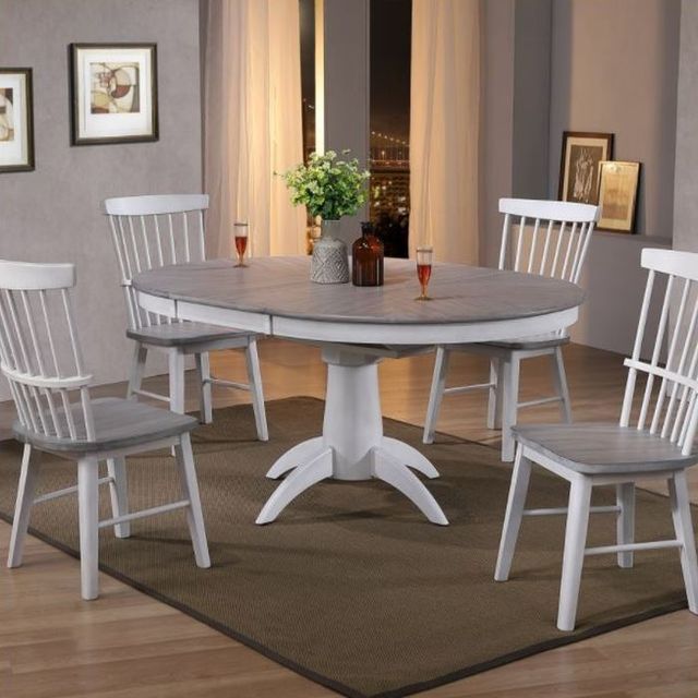 Winners Only® Brantley Gray Top Dining Table with White Pedestal Base-1
