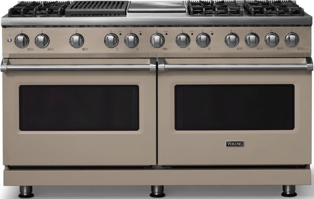 Viking® 5 Series 60" Nantucket Pro Style Dual Fuel (NG) Range with Polished Chrome Trim-0