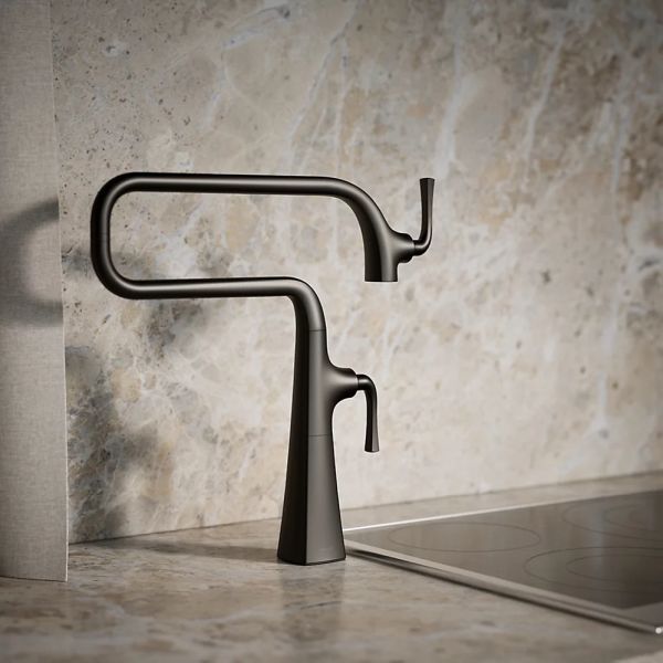 KOHLER® Graze® Matte Black Deck-Mount Pot Filler-1