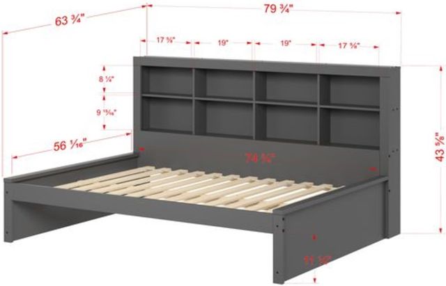 Donco Kids Dark Gray Youth Full Bookcase Daybed-2