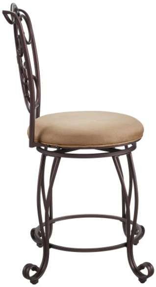 Linon Gathered Back Bronze Swivel Bar Stool-3