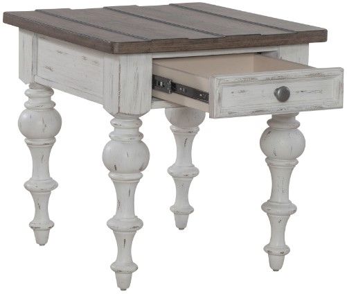 Liberty Furniture River Place 3-Piece Riverstone White Table Set with Tobacco Top -4