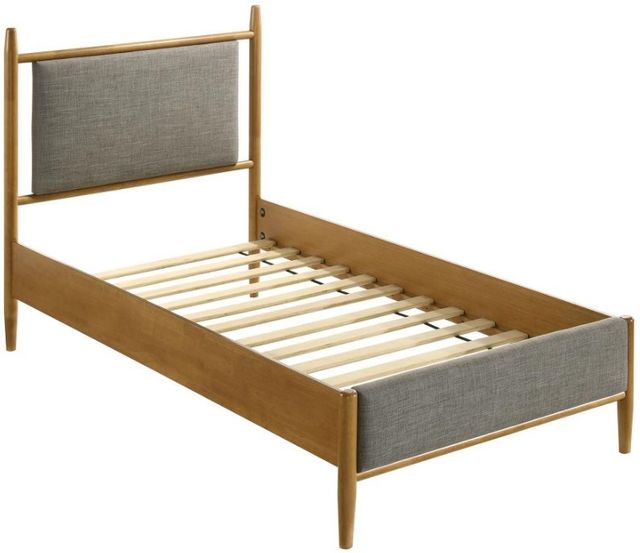 Coaster® Mason Gray/Light Brown Twin Upholstered Panel Bed-0