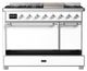 Ilve® Majestic III 48" White Pro Style Dual Fuel Liquid Propane Range with Solid Door and Chrome Trim-2
