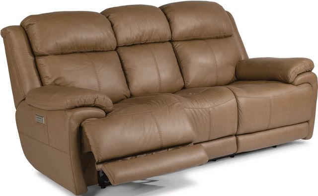 Flexsteel® Elijah Beige Power Reclining Sofa with Power Headrest-2