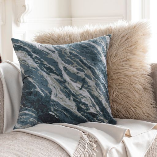 Surya Callisto Teal 20"x20" Toss Pillow with Down Insert-4