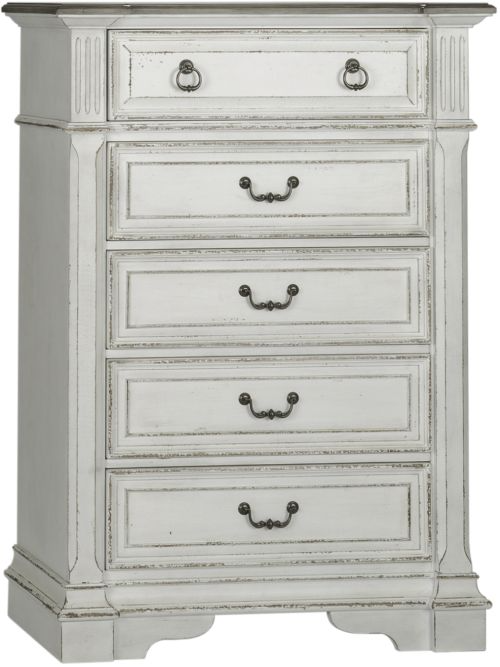 Liberty Furniture Abbey Park 4-Piece Antique White/Weathered Brown Queen Sleigh Bedroom Set-8