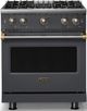 Viking® 5 Series 30" Cast Black Pro Style Gas (NG) Range with Brushed Brass Trim-0