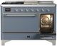 Ilve® Majestic III 48" Blue Gray Pro Style Dual Fuel Liquid Propane Range with 5 Black Brass Burners and Chrome Trim-3