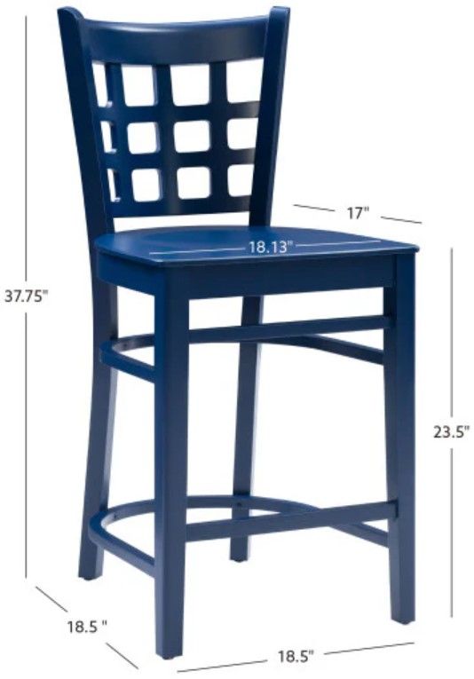 Linon Luna 2-Piece Navy Counter Stool-2
