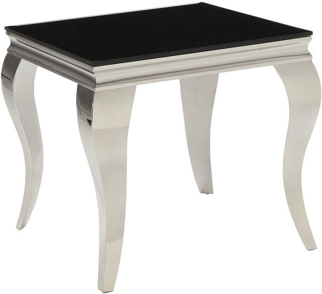 Coaster® Luna Black Square End Table with Chrome Legs