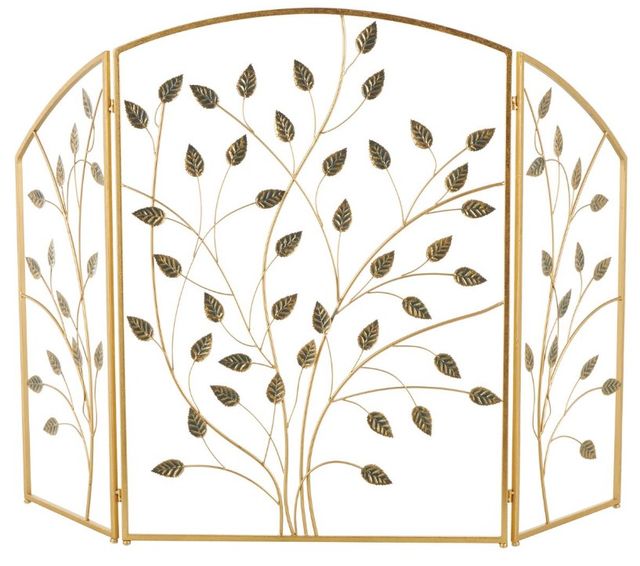 Deco Marche Gold Leaf Foldable 3-Panel Fireplace Screen-0