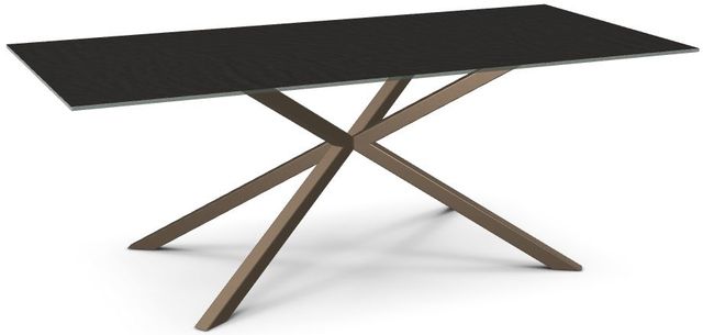 Amisco Customizable Asterisk Starstone on Glass Tabletop 83.5" Rectangular Table with Starburst Stand-0