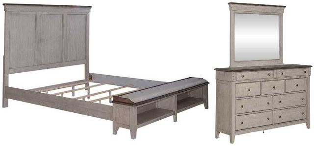 Liberty Furniture Ivy Hollow 3-Piece Dusty Taupe/Weathered Linen King Storage Bed Set-0