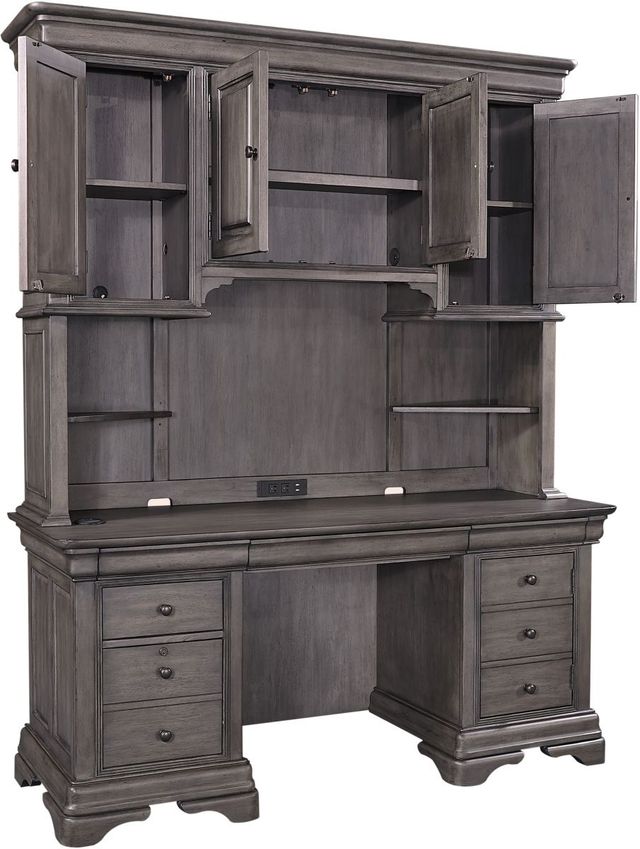 aspenhome® Sinclair Ash Grey Credenza and Hutch-1